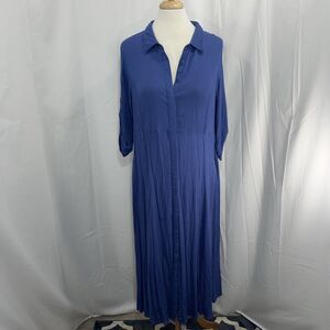 Women Within Gauzy‎ Blue Button Down Pockets Collar Beachy 24W Comfy *READ
